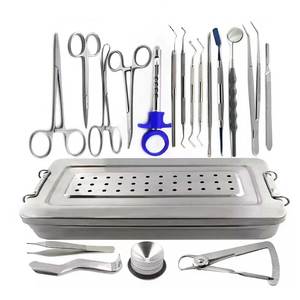 Kit d'implants pour chirurgie buccale dentaire, 19 pièces avec boîte, instruments chirurgicaux dentaires en acier inoxydable, réutilisables, USA, Europe - Product Image 1