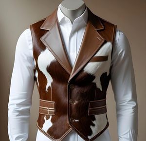 Chaqueta Safari Unisex de Cuero Vacuno Personalizada, Doble Botonadura, con Forro de Piel de Oveja, Ecológica, OEM, ODM, al por Mayor para Hombre - Product Image 2