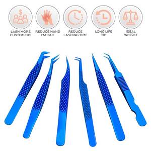 Ensemble de pinces à cils de précision Morje Surgical Blue en acier inoxydable, pointes dentelées et lisses, longueur 10 mm, étui de rangement, chiffon de nettoyage - Product Image 2