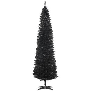 Albero di Natale Sottile con 499 Rami Realistici, Albero Artificiale Nero a Forma di Matita con Supporto in Plastica - Product Image 1