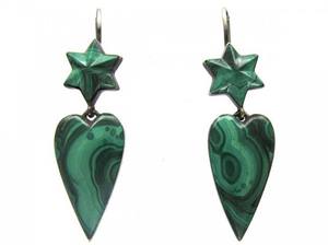Boucles d'oreilles pendantes en argent sterling avec pierre de malachite, aspect élégant, plaquées or, cadeau de mariage ou d'anniversaire pour enfants, bijoux - Product Image 2