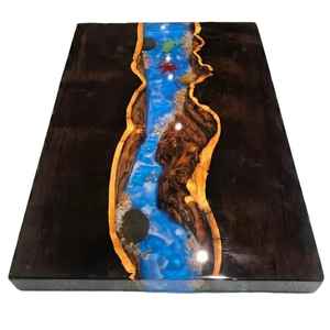 Modern Decorative <b>Rectangle</b> Resin Serving Trays with Gold and Silver Metal Handles for <b>Coffee</b> <b>Table</b> and Jewelry Display - Product Image 5