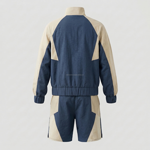 Ensemble coupe-vent sportif en nylon color block pour homme – Veste à col roulé et short respirant en polyester à séchage rapide pour le printemps et l'été - Product Image 3