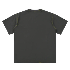 Camiseta Oversize de Algodón 100% para Hombre con Diseño de Bloques de Color Vintage y Efecto Salpicado, Corte Holgado y Paneles Cosidos, Lavado Ácido - Product Image 6