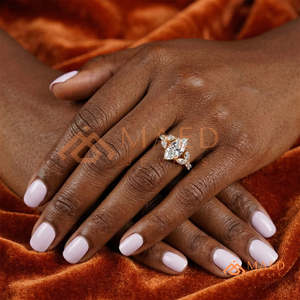 <b>Custom</b> 14K 18K Real Gold Marquise Shape Diamond <b>Ring</b> Multi-Stone Lab Grown Diamond Engagement <b>Ring</b> Unique Botanical Bridal <b>ring</b> - Product Image 4