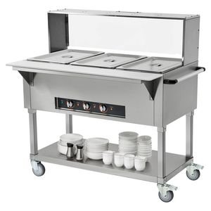 Commercial 3-<b>Pan</b> Food Warmer 1500W <b>Electric</b> Steam Table 20.6QT Capacity Manual Professional Buffet Catering Acrylic Snee - Product Image 1