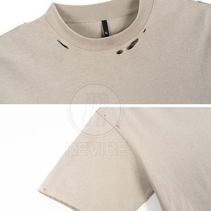 เสื้อยืดผ้าฝ้ายคุณภาพสูง 100% ทรงดิสเทรสสำหรับผู้ชาย น้ำหนักเบา สีสันปรับแต่งได้ สวมใส่สบาย ระบายอากาศดี พร้อมสกรีนโลโก้ตามสั่ง - Product Image 6
