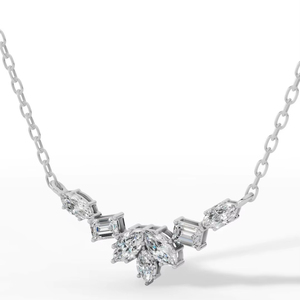 Collar de Diamantes Cultivados en Laboratorio con Corte Marquise Esmeralda, Plata 925, Oro Incoloro VVS, para Boda, Aniversario, Fiesta, con Cadena y Colgante - Product Image 1