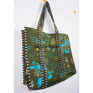 Bolso de compras ecológico estilo bohemio indio a rayas, hecho a mano, de algodón acolchado, grande, con asa larga, para fiestas y exposiciones - Product Image 4