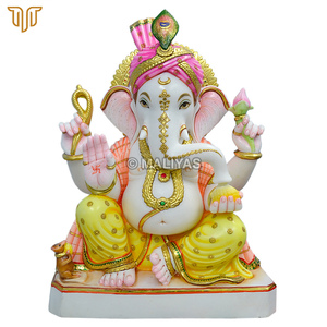 Estatua de Ganesha de Mármol Puro |   Ídolo del Dios Ganesha Hecho a Mano |   Murti de Ganpati en Mármol Premium para Templo en Casa - 24 Pulgadas - Product Image 3