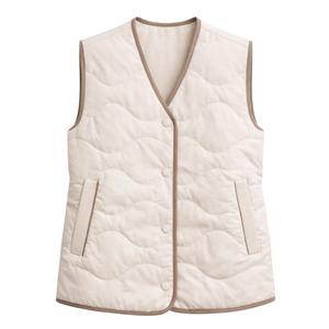 Chaleco Acolchado Reversible para Mujer, Sin Mangas, con Cintura Ajustable, Cálido, Informal, para Otoño e Invierno, Transpirable y Ecológico - Product Image 1