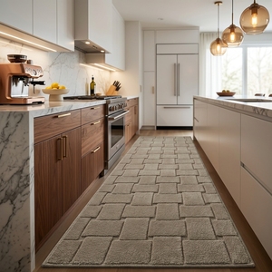 Modern Beige Area Rug Geometric Pile Carpet Floor <b>Mat</b> for Living Room Hallway Bedroom - Product Image 2