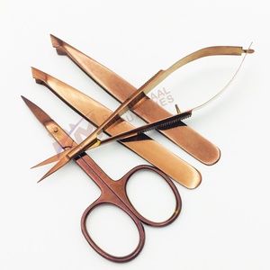 Pince à épiler RMI en acier inoxydable durable, couleur or rose, avec ressort, pour la coupe et le façonnage des sourcils, pointue, avec logo personnalisé - Product Image 2