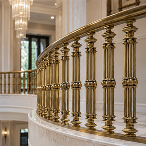 Rampe d'escalier en colonne cannelée en bronze avec balustres ornementaux pour grandes villas, hôtels et intérieurs - Product Image 4