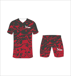 Men Red Black Camouflage Sublimated Quick Dry <b>T</b>-<b>Shirt</b> And Shorts Set Crew Neck Short Sleeve Elastic Waist Regular Fit - Product Image 3