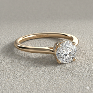 Bague de fiançailles en diamant de laboratoire, or 14 carats, taille ronde, pavé cathédrale, solitaire, fabricant de bijoux sur mesure - Product Image 4