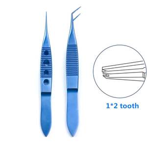Pinzas Microquirúrgicas Oftálmicas de Titanio con Dientes, Reutilizables, para Uso Médico y Escolar - Product Image 1
