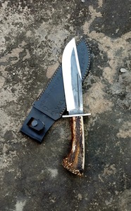 Handmade Hunting <b>Knife</b> Stainless Steel Blade Drop Point Design <b>Bone</b> <b>Handle</b> Leather Sheath Outdoor Camping <b>Knife</b> - Product Image 4