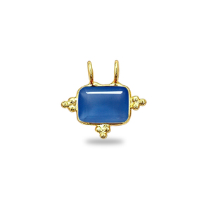 Colgante Rectangular de Calcedonia Azul con Bisel Elegante, Hecho a Mano, Chapado en Oro, Joyería de Piedra de Nacimiento, Proveedores de Joyería de Calcedonia Azul - Product Image 1