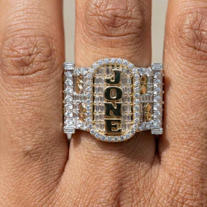 Luxury Moissanite Diamond Custom <b>Name</b> <b>Ring</b> 925 Silver Iced Out Statement <b>Ring</b> Personalized Hip Hop Fine Jewelry Gift Luxury Bold - Product Image 5