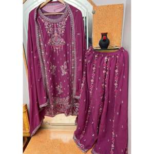 Vêtements de soirée pour femmes de créateur haut bas et magnifique ensemble Dupatta - Product Image 4