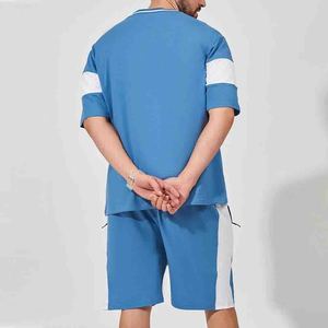 Conjunto de Ropa Casual de Verano para Hombre de 2 Piezas en Algodón y Felpa con Logotipo Personalizado, Camisetas y Pantalones Cortos Ecológicos con Lavado Ácido - Product Image 2