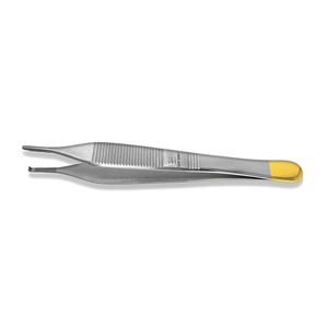 Forceps de chirurgie plastique T/C Adson 4,75 po (12 cm) à pointe fine droite en carbure de tungstène, semi-plaqué or, instrument chirurgical - Product Image 1