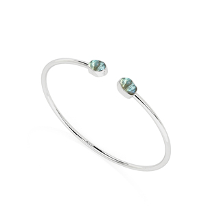 Premium BLAZELS <b>INFINITY</b> 925 Sterling Silver High Finish Trendy Adjustable Twister <b>Bracelet</b> Bangles Labradorite Rough Shape - Product Image 1