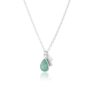 Collier mini Hamsa en argent sterling 925 avec lapis-lazuli naturel – Pendentif délicat Main de Fatima, bijou de protection - Product Image 1