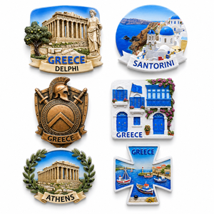 Aimants de souvenir grecs personnalisés en polyrésine 3D, directement de l'usine, Santorin, <span class=keywords><strong>Athènes</strong></span>, Délphes, aimants pour réfrigérateur - Product Image 1