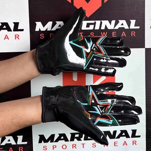 New Arrival Full-Finger Breathable Lightweight Anti-Slip American Football Receiver Gloves Adjustable <b>Wrist</b> <b>Strap</b> Hook Loop - Product Image 2