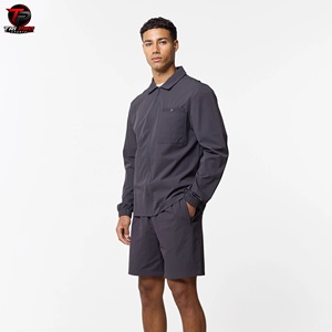 Custom Two-Piece Summer Vintage Hooded Windbreaker Short Set 100% Polyester <b>Zip</b>-<b>Up</b> <b>Jacket</b> & Shorts Tracksuit for Unisex - Product Image 1