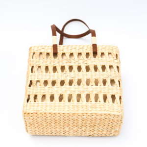 Square <b>Box</b>-Shaped Woven Water Hyacinth Bag – Modern Vintage Style - Product Image 4
