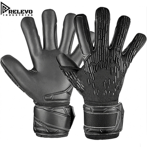Custom Professional Goalkeeper <b>Gloves</b>, All Black Soccer Goalie <b>Gloves</b> High <b>Grip</b> Latex Palm Football Goal Keeper <b>Gloves</b> - Product Image 1