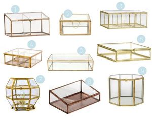 Metal & Glass Octagonal Jewellery Box in Gold - Product Image 5