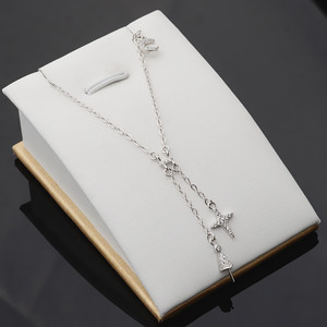 Pendentif en argent S925, design étoile et lune, ensemble de collier pour femmes, avec chaîne fine pour clavicule, breloques, accessoires de bijoux en perles - Product Image 1