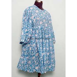 Blusa Maxi de Algodón Estampada a Mano para Mujer, Cómoda, Transpirable, Ecológica, con Diseños Elegantes, Estilo Bohemio, Estampado Floral Japonés para Chicas - Product Image 4