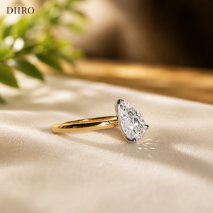 Anillo de Compromiso con Diamante Corte Pera, Chapado en Oro Amarillo de 14K, Anillo de Boda Solitario para Mujer, Certificado por GRA - Product Image 2