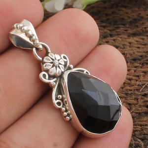 Natural Black <b>Onyx</b> Pendant 925 Sterling Silver Square Signet <b>Necklace</b> <b>Onyx</b> Charm Jewelry Manufacturer Custom - Product Image 1