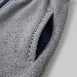 Conjunto Deportivo de Punto Sólido para Mujer, Transpirable, de Secado Rápido, con Capucha y Manga Larga, Estilo Casual, Corte Regular, para Invierno, en Gris y Azul Marino - Product Image 6