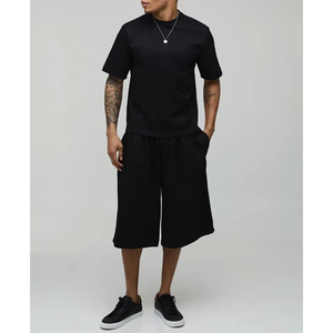 Men New Casual Shorts <b>Sets</b> Men 2 Piece Baggy Outfits T-Shirt Drop Shoulder Short Sleeve and Drawstring Shorts for Summer - Product Image 5
