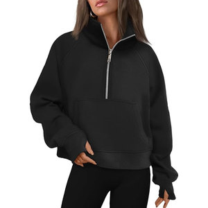 Sweat-shirt de sport pour femme Wearpex, demi-zip, manches longues, pull en polaire, sweat à capuche quart-zip, broderie, badge, séchage rapide - Product Image 2
