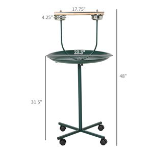 Supporto per Uccelli in Acciaio Inossidabile Durevole con Ruote, Moderno Stand a T per Addestramento e Gioco, con Posatoio e Ciotole - Product Image 3