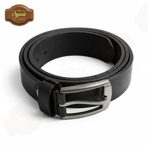 Cinturón de Cuero Vacuno Genuino de Primera Calidad con Hebilla Metálica Plateada y Cierre Automático – Cinturón Impermeable para Hombre, Estilo Casual y de Negocios - Product Image 3