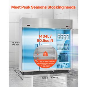 Congélateur/Réfrigérateur vertical commercial en acier inoxydable 72 po de large, 51 pi³ (3 portes) avec dégivrage automatique - Product Image 4
