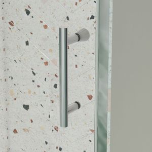 Porta Doccia Scorrevole a Battente in Vetro da 32-36 pollici (L) x 72 pollici (A) con Telaio Cromato in Vetro Temperato Trasparente SGCC da 1/4 di pollice (6mm) - Product Image 5