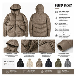 Chaquetas Acolchadas para Hombre al por Mayor, Chaquetas de Invierno para Exteriores con Logotipo Personalizado, Cuello Transpirable, Chaquetas Acolchadas con Capucha - Product Image 6