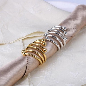 Porte-serviettes en spirale perlé, design à six perles, décoration de table décorative pour dîner, mariage, hôtel, banquet, vente en gros - Product Image 4