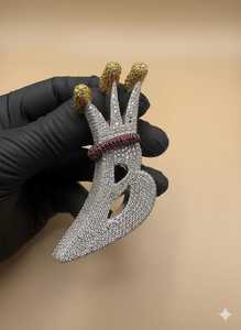 จี้เพชรโมอิสซาไนต์ VVS แบบสั่งทำพิเศษ ตัวเรือนเงินแท้ 925 ประดับเพชรเต็มตัวอักษร  ผ่านการทดสอบเพชร - Product Image 6