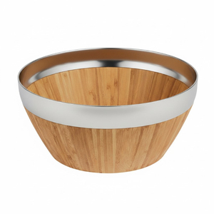 Cuencos de servir Georgios de madera y metal en forma redonda para el hogar, hoteles, mesa, utensilios de cocina, vajilla, cuencos para servir comida. - Product Image 1